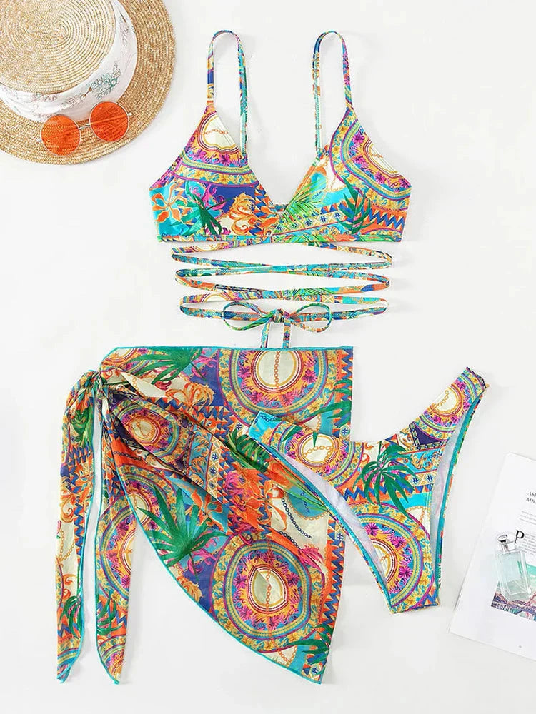 Marlena - Bikini Push Up Gekruiste Bandjes Cover Up