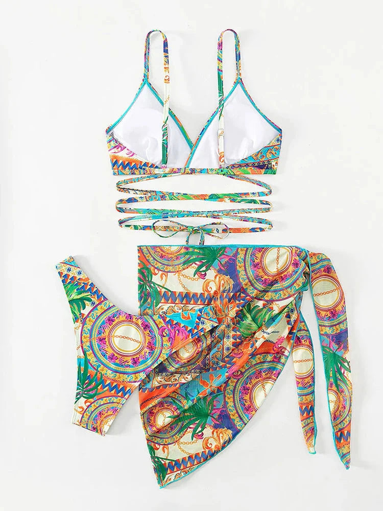 Marlena - Bikini Push Up Gekruiste Bandjes Cover Up